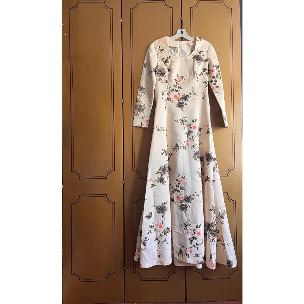 Vintage handmade maxi dress with flowers, size M - Picture 1 of 6